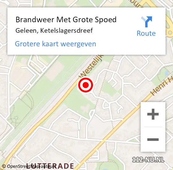 Locatie op kaart van de 112 melding: Brandweer Met Grote Spoed Naar Geleen, Ketelslagersdreef op 9 augustus 2024 05:51