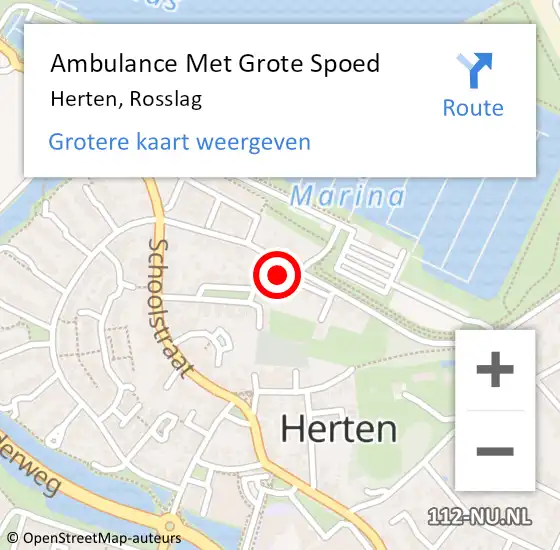 Locatie op kaart van de 112 melding: Ambulance Met Grote Spoed Naar Herten, Rosslag op 9 augustus 2024 07:40