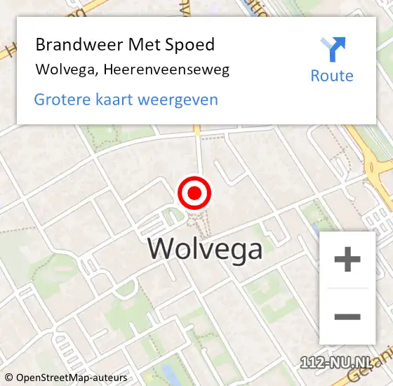 Locatie op kaart van de 112 melding: Brandweer Met Spoed Naar Wolvega, Heerenveenseweg op 9 augustus 2024 07:45