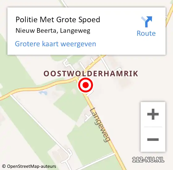 Locatie op kaart van de 112 melding: Politie Met Grote Spoed Naar Nieuw Beerta, Langeweg op 9 augustus 2024 07:48