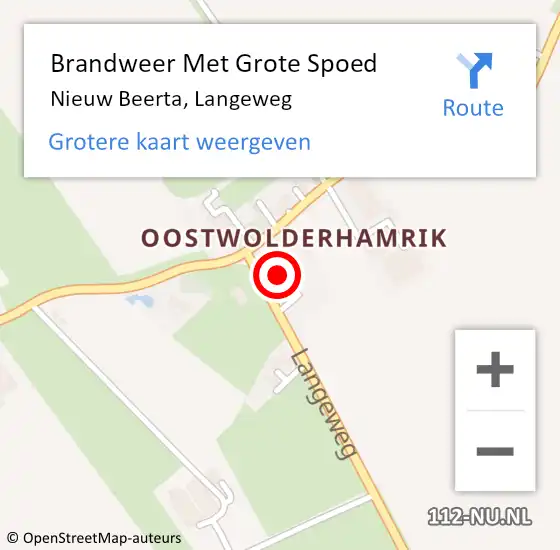 Locatie op kaart van de 112 melding: Brandweer Met Grote Spoed Naar Nieuw Beerta, Langeweg op 9 augustus 2024 07:49