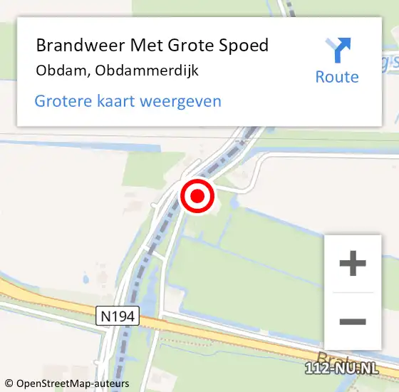 Locatie op kaart van de 112 melding: Brandweer Met Grote Spoed Naar Obdam, Obdammerdijk op 9 augustus 2024 07:51