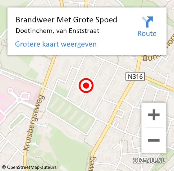 Locatie op kaart van de 112 melding: Brandweer Met Grote Spoed Naar Doetinchem, van Enststraat op 9 augustus 2024 08:06