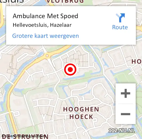 Locatie op kaart van de 112 melding: Ambulance Met Spoed Naar Hellevoetsluis, Hazelaar op 9 augustus 2024 08:18