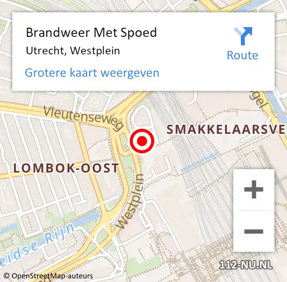 Locatie op kaart van de 112 melding: Brandweer Met Spoed Naar Utrecht, Westplein op 9 augustus 2024 08:27