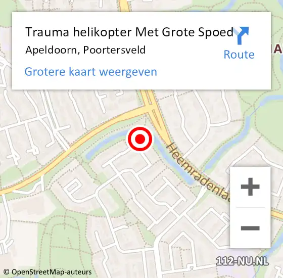 Locatie op kaart van de 112 melding: Trauma helikopter Met Grote Spoed Naar Apeldoorn, Poortersveld op 9 augustus 2024 08:35