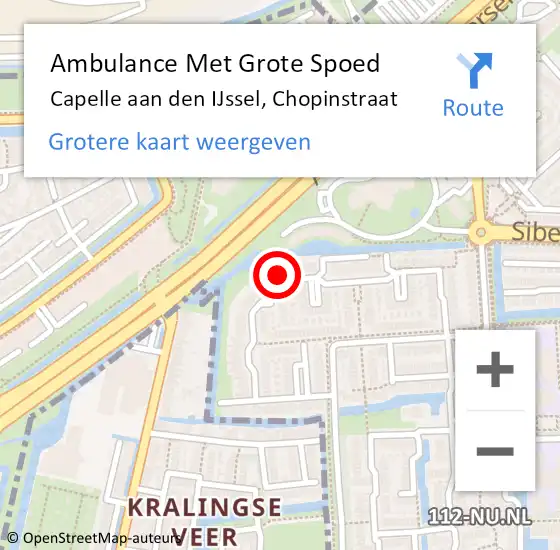 Locatie op kaart van de 112 melding: Ambulance Met Grote Spoed Naar Capelle aan den IJssel, Chopinstraat op 9 augustus 2024 08:59