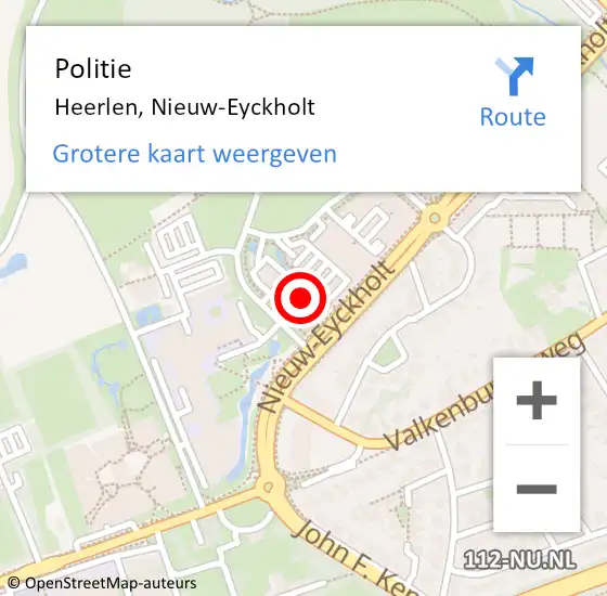 Locatie op kaart van de 112 melding: Politie Heerlen, Nieuw-Eyckholt op 9 augustus 2024 09:04