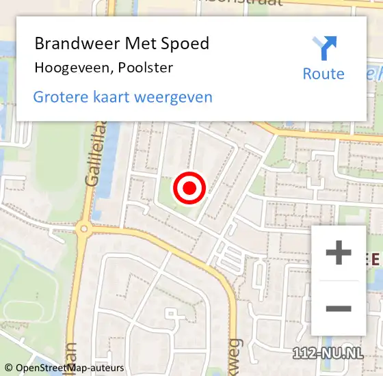 Locatie op kaart van de 112 melding: Brandweer Met Spoed Naar Hoogeveen, Poolster op 9 augustus 2024 09:40