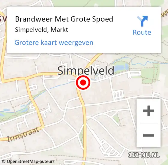 Locatie op kaart van de 112 melding: Brandweer Met Grote Spoed Naar Simpelveld, Markt op 9 augustus 2024 09:49