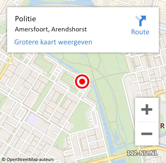 Locatie op kaart van de 112 melding: Politie Amersfoort, Arendshorst op 9 augustus 2024 10:04