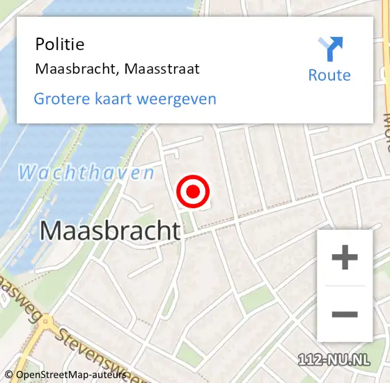 Locatie op kaart van de 112 melding: Politie Maasbracht, Maasstraat op 9 augustus 2024 10:36