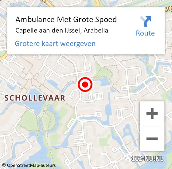 Locatie op kaart van de 112 melding: Ambulance Met Grote Spoed Naar Capelle aan den IJssel, Arabella op 9 augustus 2024 10:39