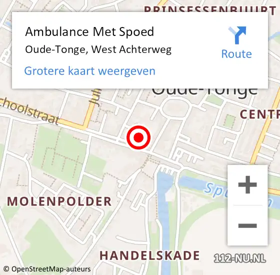 Locatie op kaart van de 112 melding: Ambulance Met Spoed Naar Oude-Tonge, West Achterweg op 9 augustus 2024 10:49