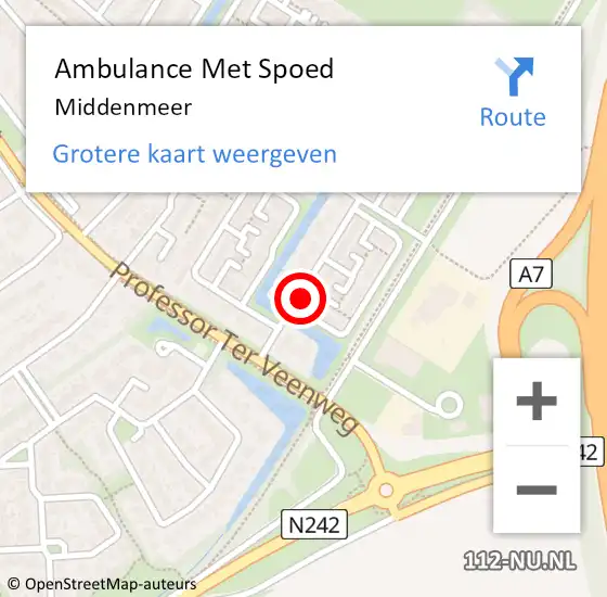 Locatie op kaart van de 112 melding: Ambulance Met Spoed Naar Middenmeer op 9 augustus 2024 11:04