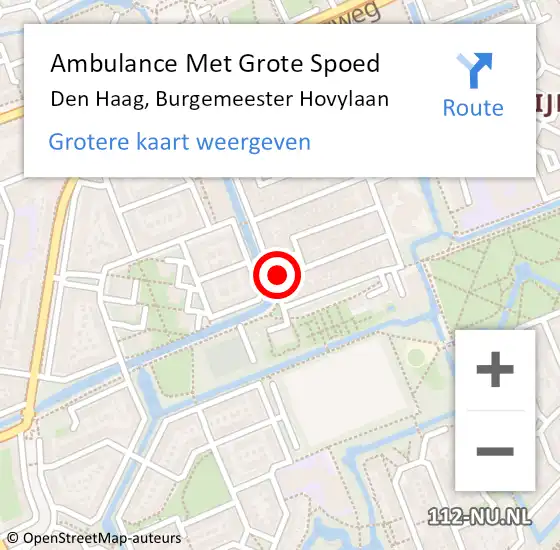 Locatie op kaart van de 112 melding: Ambulance Met Grote Spoed Naar Den Haag, Burgemeester Hovylaan op 9 augustus 2024 11:11