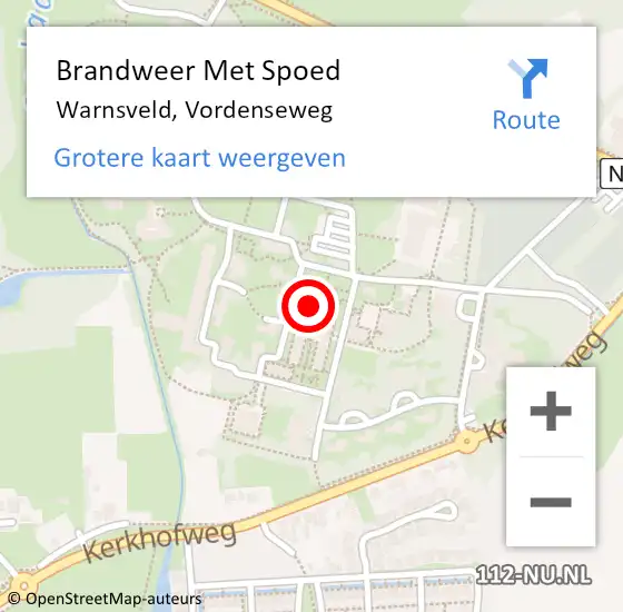 Locatie op kaart van de 112 melding: Brandweer Met Spoed Naar Warnsveld, Vordenseweg op 9 augustus 2024 11:17