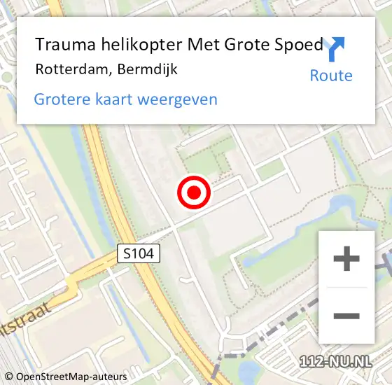 Locatie op kaart van de 112 melding: Trauma helikopter Met Grote Spoed Naar Rotterdam, Bermdijk op 9 augustus 2024 11:24