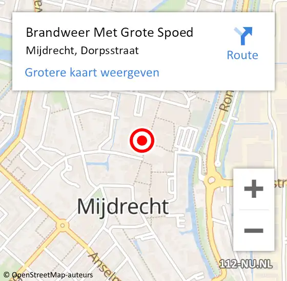 Locatie op kaart van de 112 melding: Brandweer Met Grote Spoed Naar Mijdrecht, Dorpsstraat op 9 augustus 2024 11:24