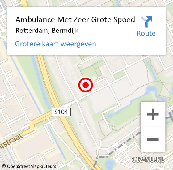 Locatie op kaart van de 112 melding: Ambulance Met Zeer Grote Spoed Naar Rotterdam, Bermdijk op 9 augustus 2024 11:25