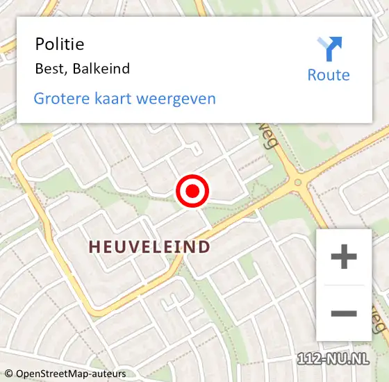 Locatie op kaart van de 112 melding: Politie Best, Balkeind op 9 augustus 2024 11:37