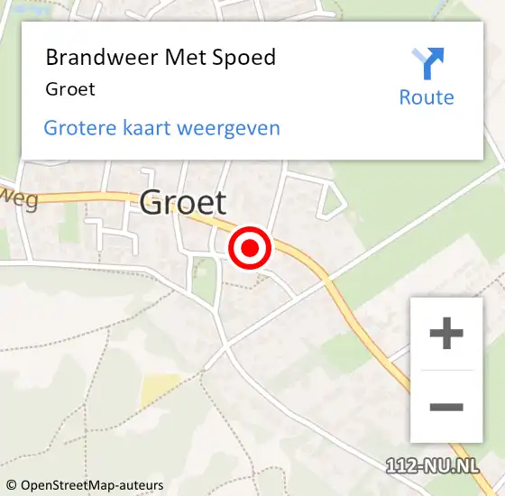 Locatie op kaart van de 112 melding: Brandweer Met Spoed Naar Groet op 9 augustus 2024 12:02