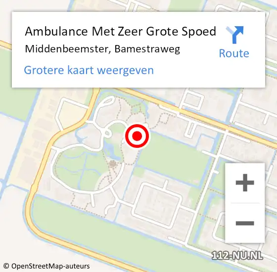 Locatie op kaart van de 112 melding: Ambulance Met Zeer Grote Spoed Naar Middenbeemster, Bamestraweg op 9 augustus 2024 12:08