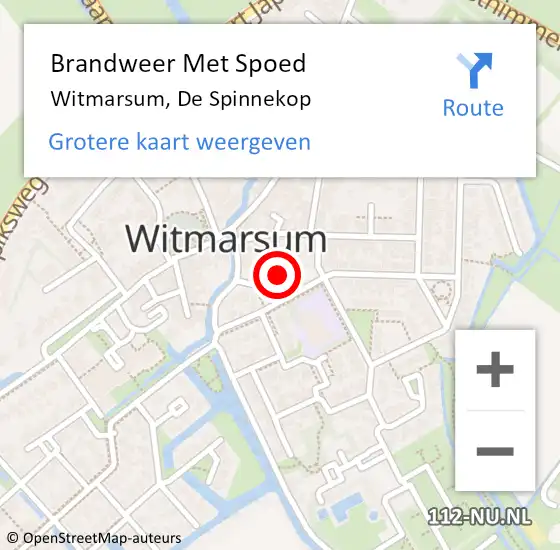 Locatie op kaart van de 112 melding: Brandweer Met Spoed Naar Witmarsum, De Spinnekop op 9 augustus 2024 12:20