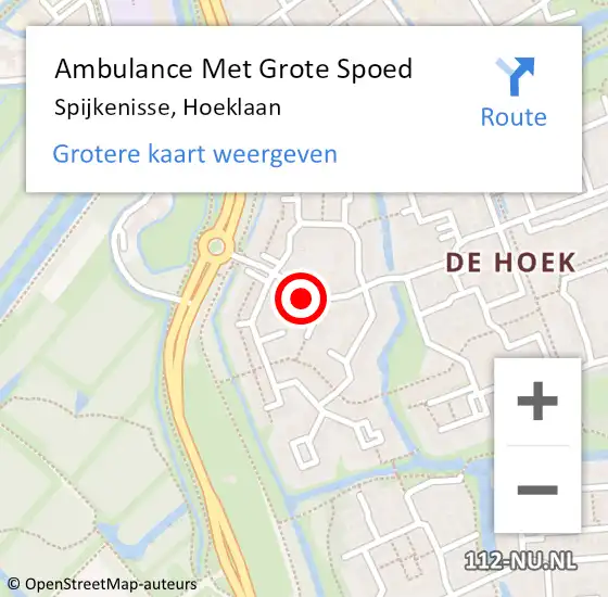 Locatie op kaart van de 112 melding: Ambulance Met Grote Spoed Naar Spijkenisse, Hoeklaan op 9 augustus 2024 12:24