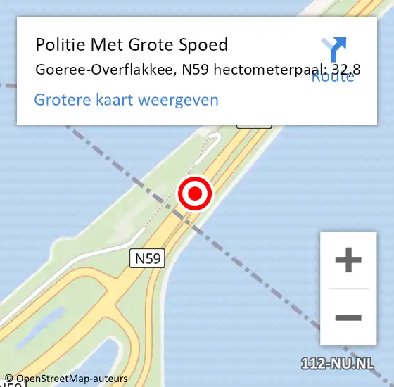 Locatie op kaart van de 112 melding: Politie Met Grote Spoed Naar Goeree-Overflakkee, N59 hectometerpaal: 32,8 op 9 augustus 2024 12:34