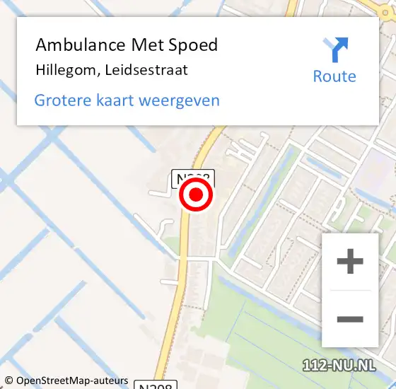 Locatie op kaart van de 112 melding: Ambulance Met Spoed Naar Hillegom, Leidsestraat op 9 augustus 2024 12:36