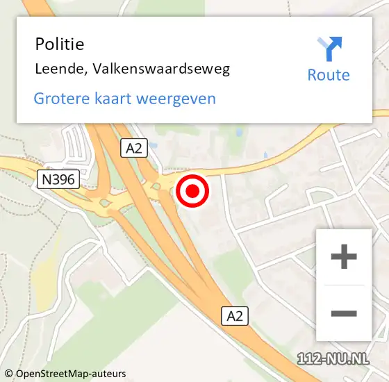 Locatie op kaart van de 112 melding: Politie Leende, Valkenswaardseweg op 9 augustus 2024 12:40