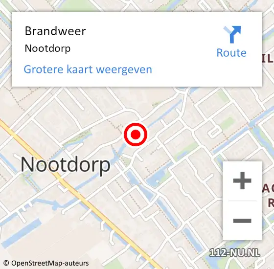 Locatie op kaart van de 112 melding: Brandweer Nootdorp op 9 augustus 2024 12:54