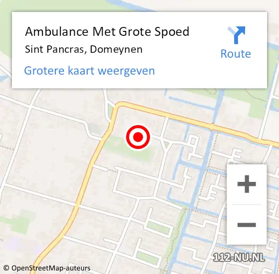 Locatie op kaart van de 112 melding: Ambulance Met Grote Spoed Naar Sint Pancras, Domeynen op 9 augustus 2024 12:54