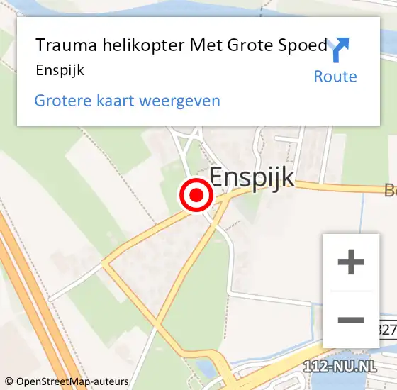 Locatie op kaart van de 112 melding: Trauma helikopter Met Grote Spoed Naar Enspijk op 9 augustus 2024 12:57