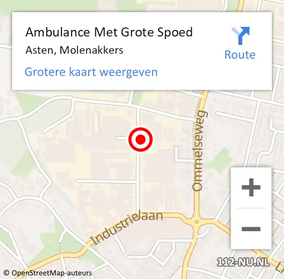 Locatie op kaart van de 112 melding: Ambulance Met Grote Spoed Naar Asten, Molenakkers op 15 oktober 2014 19:51