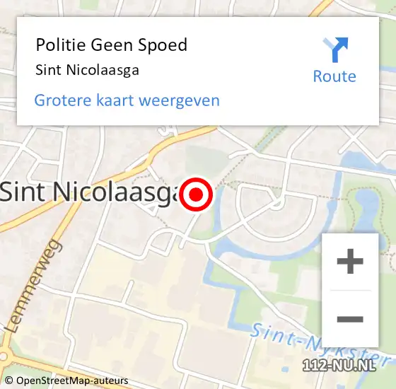 Locatie op kaart van de 112 melding: Politie Geen Spoed Naar Sint Nicolaasga op 9 augustus 2024 13:13