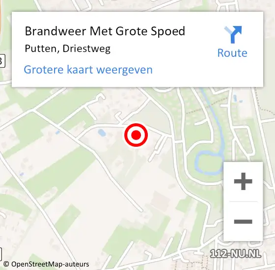 Locatie op kaart van de 112 melding: Brandweer Met Grote Spoed Naar Putten, Driestweg op 9 augustus 2024 13:14