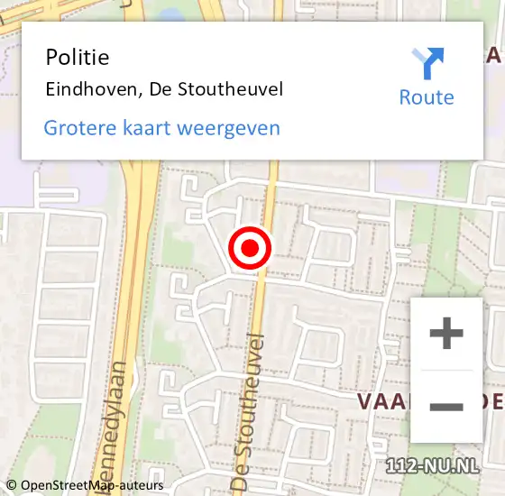 Locatie op kaart van de 112 melding: Politie Eindhoven, De Stoutheuvel op 9 augustus 2024 13:15