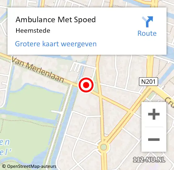 Locatie op kaart van de 112 melding: Ambulance Met Spoed Naar Heemstede op 9 augustus 2024 13:19