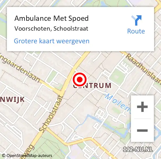 Locatie op kaart van de 112 melding: Ambulance Met Spoed Naar Voorschoten, Schoolstraat op 9 augustus 2024 13:20