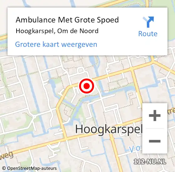 Locatie op kaart van de 112 melding: Ambulance Met Grote Spoed Naar Hoogkarspel, Om de Noord op 9 augustus 2024 13:34