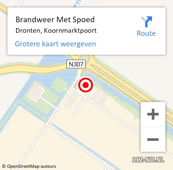 Locatie op kaart van de 112 melding: Brandweer Met Spoed Naar Dronten, Koornmarktpoort op 9 augustus 2024 13:35