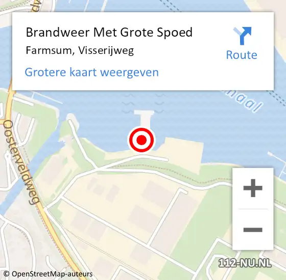 Locatie op kaart van de 112 melding: Brandweer Met Grote Spoed Naar Farmsum, Visserijweg op 9 augustus 2024 13:40