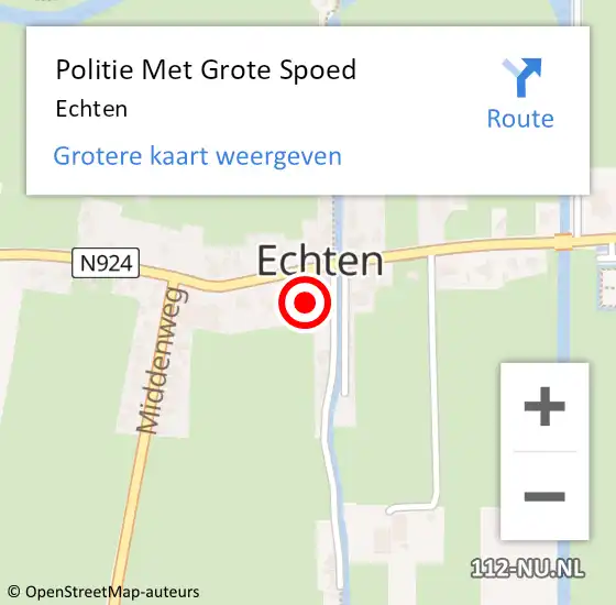 Locatie op kaart van de 112 melding: Politie Met Grote Spoed Naar Echten op 9 augustus 2024 13:41