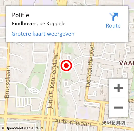 Locatie op kaart van de 112 melding: Politie Eindhoven, de Koppele op 9 augustus 2024 13:44