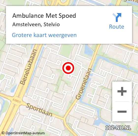 Locatie op kaart van de 112 melding: Ambulance Met Spoed Naar Amstelveen, Stelvio op 9 augustus 2024 13:50