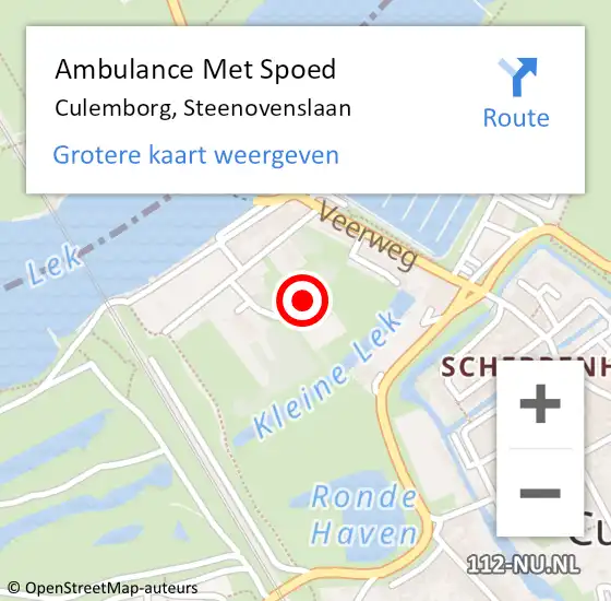 Locatie op kaart van de 112 melding: Ambulance Met Spoed Naar Culemborg, Steenovenslaan op 15 oktober 2014 19:57