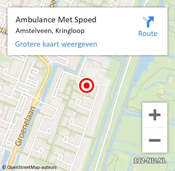 Locatie op kaart van de 112 melding: Ambulance Met Spoed Naar Amstelveen, Kringloop op 9 augustus 2024 14:02