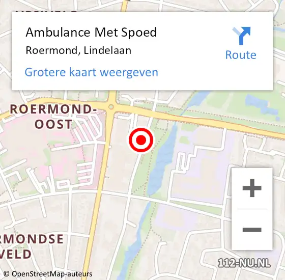 Locatie op kaart van de 112 melding: Ambulance Met Spoed Naar Roermond, Lindelaan op 9 augustus 2024 14:12